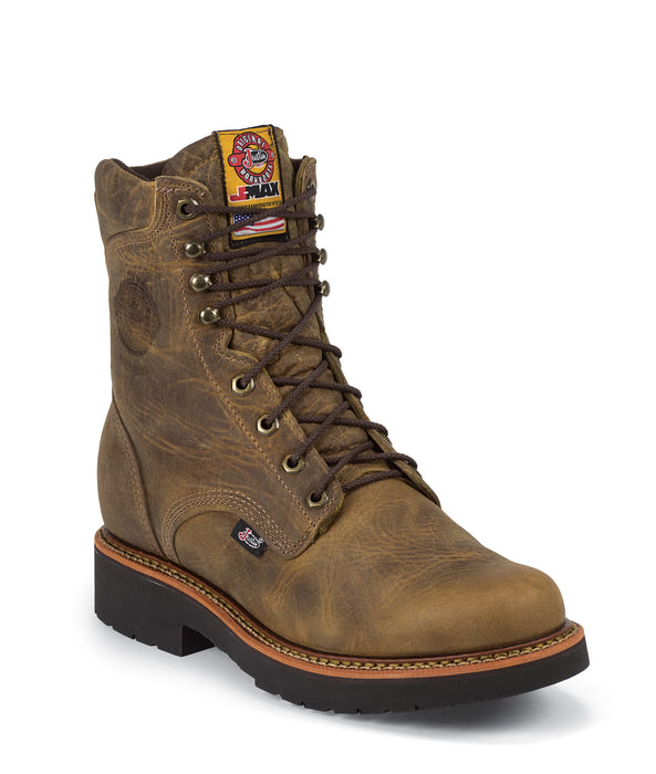 Justin Mens Gaucho Leather Work Boots 8in Rugged J-Max