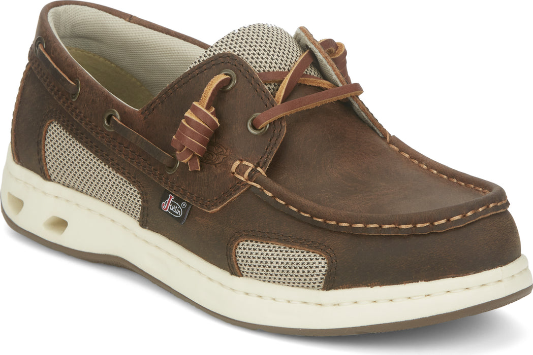 Justin Slip-On Mens Brown Angler Leather Boat Shoes