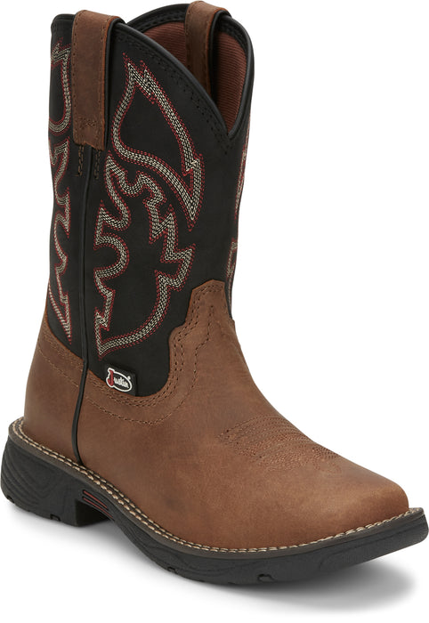 Justin Kids Unisex Black/Brown Rush Junior Leather Cowboy Boots