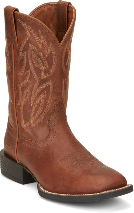 Justin 11in Pull-On Mens Hazel Brown Canter Leather Work Boots