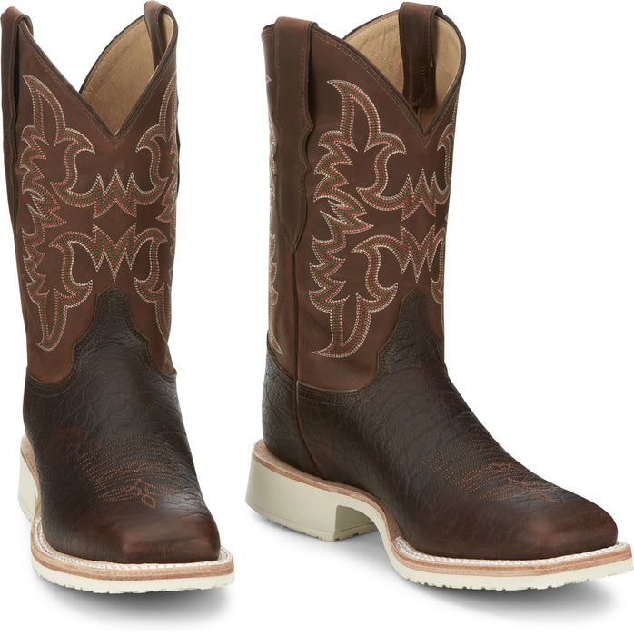 Justin 11in Mens Chestnut Ryker Leather Cowboy Boots