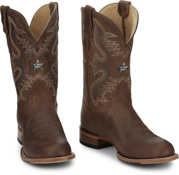 Justin 11in Mens Rich Mahogany Wells Leather Cowboy Boots