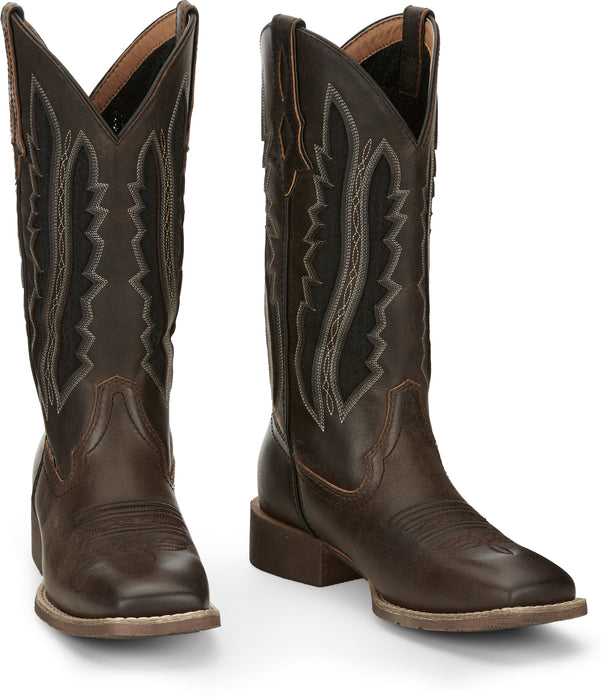 Justin Water Buffalo Womens Dark Walnut Jaycie Leather Cowboy Boots