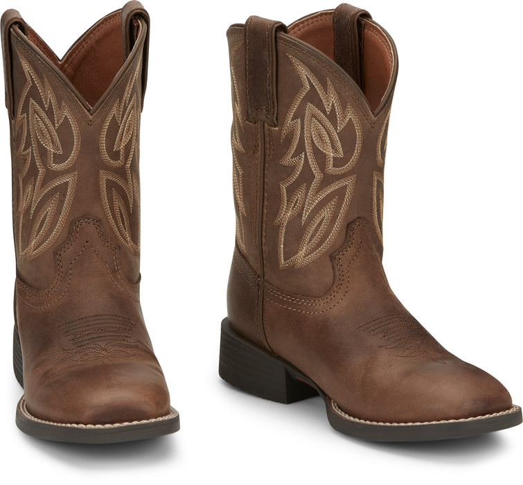 Justin 8in Square Toe Dusky Canter Junior Leather Cowboy Boots