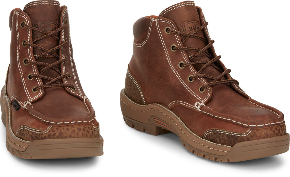 Justin 5in WP EH AT Mens Barley Brown Corbett Leather Work Boots