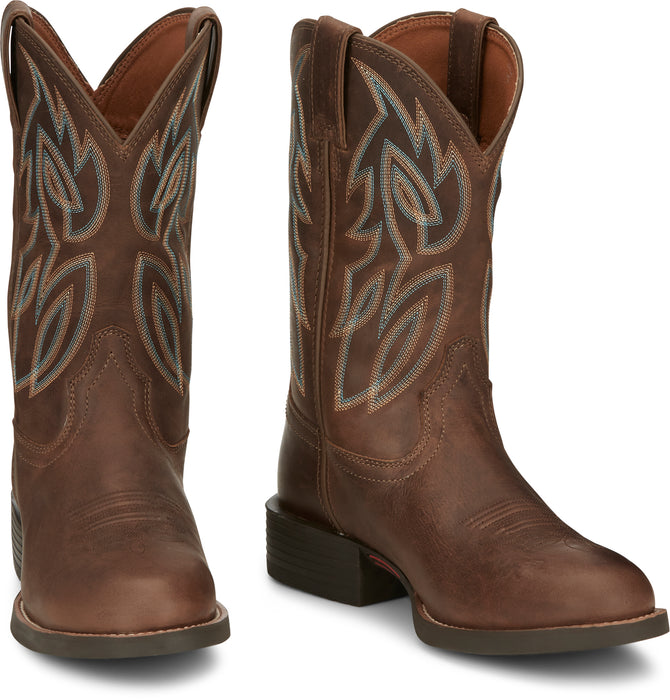 Justin 11in Mens Pecan Rendon Leather Cowboy Boots