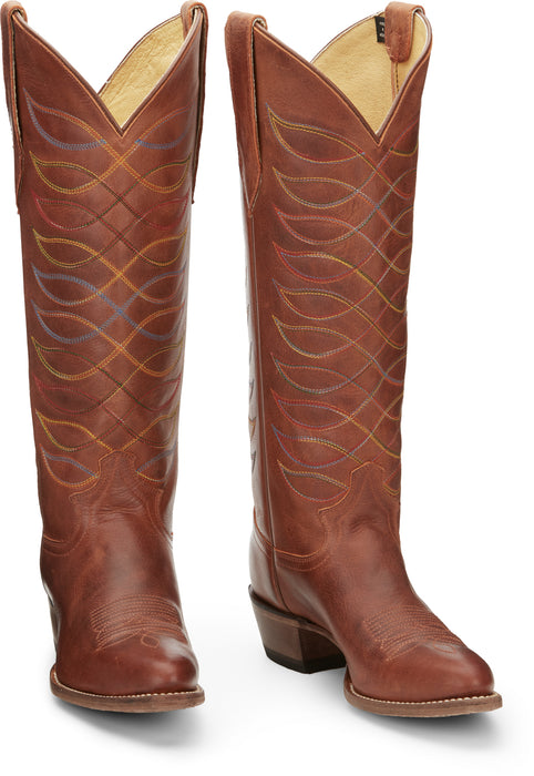 Justin 15in Womens Rustic Amber Whitley Leather Cowboy Boots