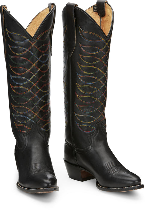 Justin 15in Womens Midnight Black Whitley Leather Cowboy Boots