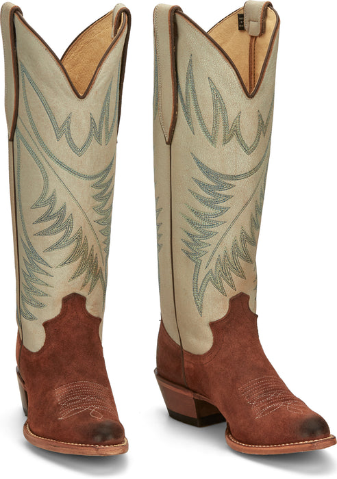 Justin 15in Womens Dusty White Clara Leather Cowboy Boots