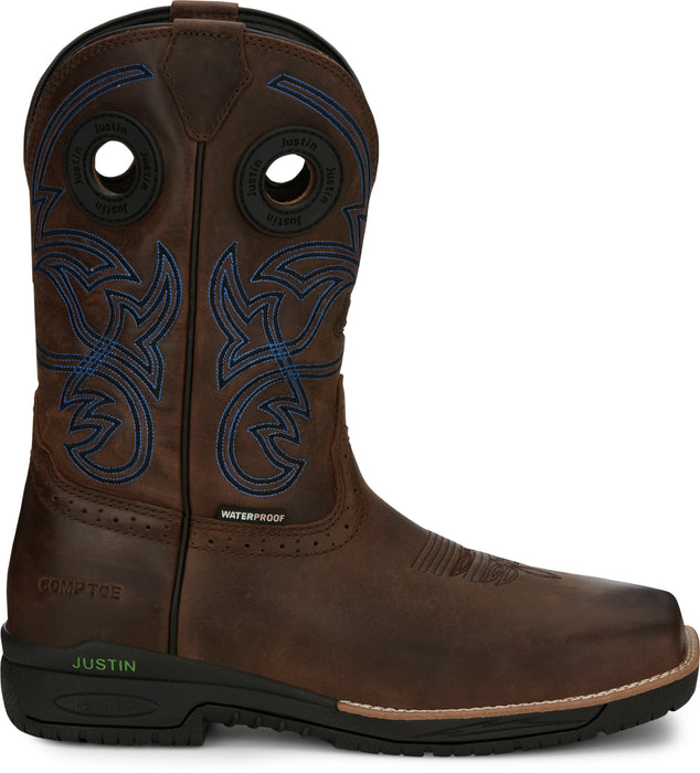 Justin 11in WP CT Mens Toffee Brown NiTREAD Leather Work Boots