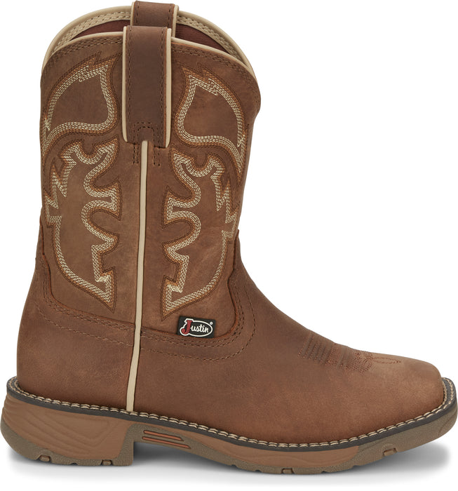 Justin Kids Unisex Saddle Tan Rush Junior Leather Cowboy Boots