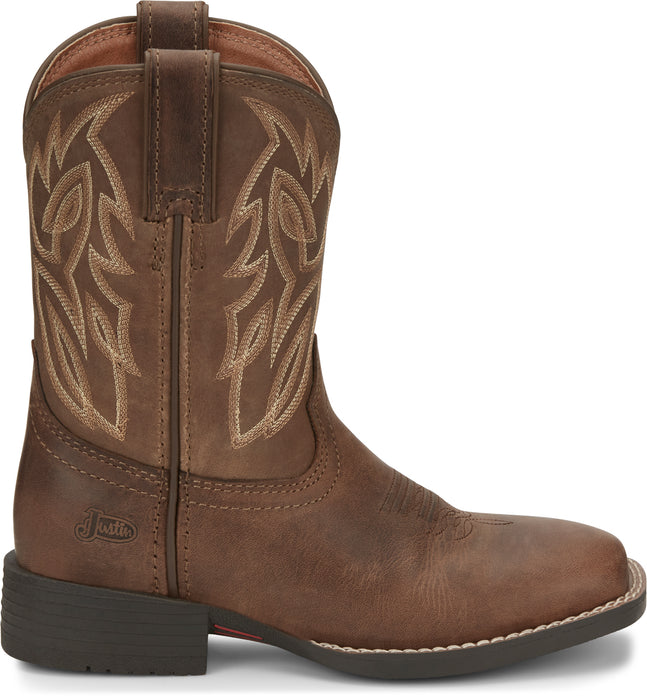 Justin 8in Square Toe Dusky Canter Junior Leather Cowboy Boots