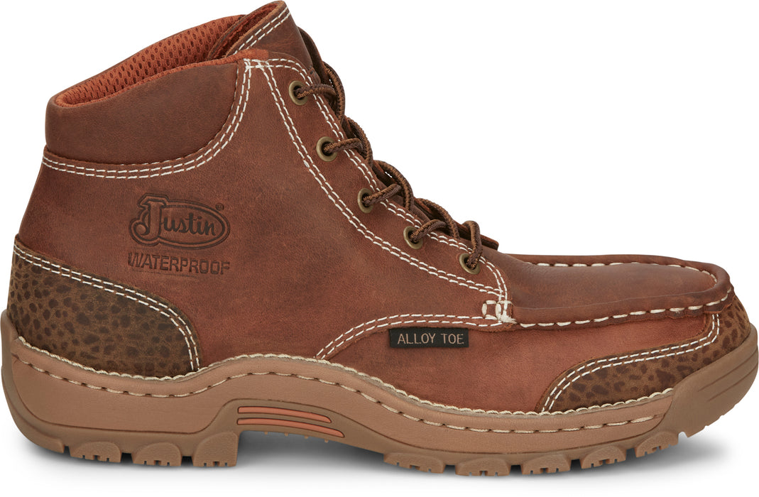 Justin 5in WP EH AT Mens Barley Brown Corbett Leather Work Boots