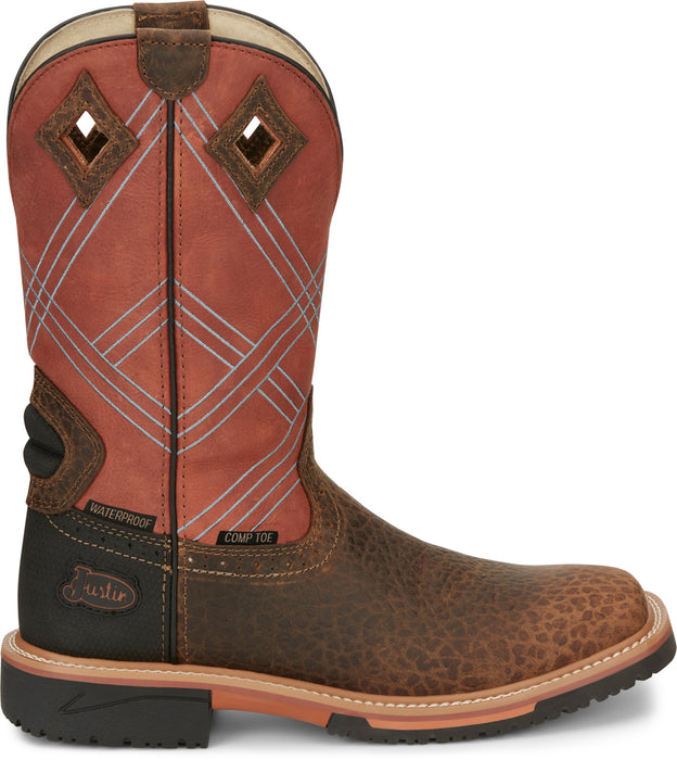 Justin 12in CT Mens Burnt Orange Dalhart Leather Work Boots