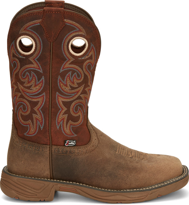 Justin 11in Mens Bronze Orange Rush Leather Cowboy Boots