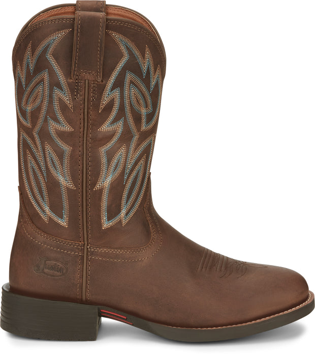 Justin 11in Mens Pecan Rendon Leather Cowboy Boots