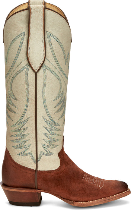 Justin 15in Womens Dusty White Clara Leather Cowboy Boots