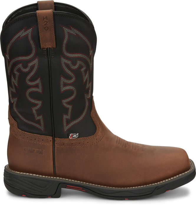 Justin 11in CT Mens Tan Stampede Rush Leather Work Boots