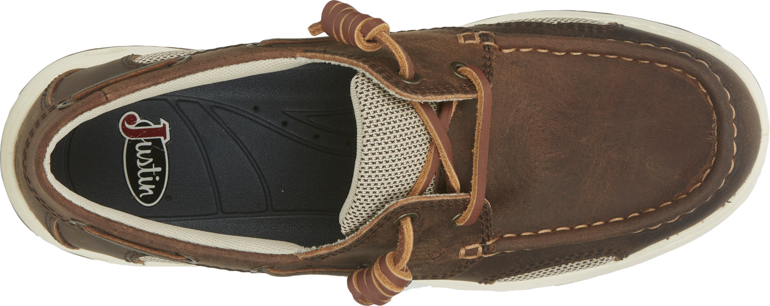 Justin Slip-On Mens Brown Angler Leather Boat Shoes