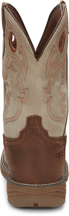 Justin 11in CT Mens Tan Stampede Rush Leather Work Boots