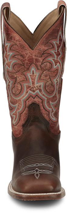 Justin 11in Womens Amber Orange Dusty Leather Cowboy Boots