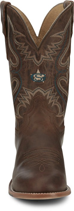 Justin 11in Mens Rich Mahogany Wells Leather Cowboy Boots