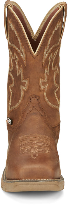 Justin 11in ST Mens Saddle Tan Rush Leather Work Boots