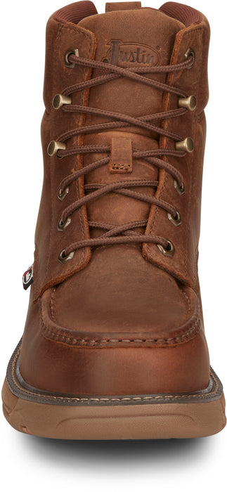 Justin 6in WP CT Mens Barley Brown Rush Leather Work Boots