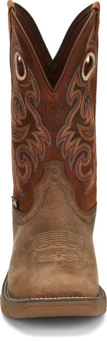 Justin 11in Mens Bronze Orange Rush Leather Cowboy Boots