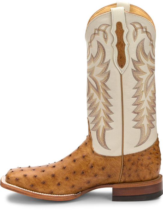 Justin Ivory Mens Antique Saddle Pascoe FQ Ostrich Cowboy Boots