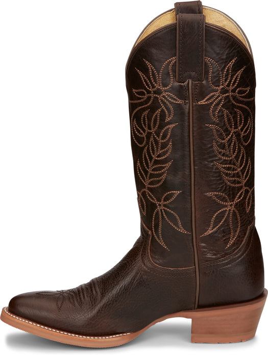 Justin 12in Womens Espresso Rosey Leather Cowboy Boots