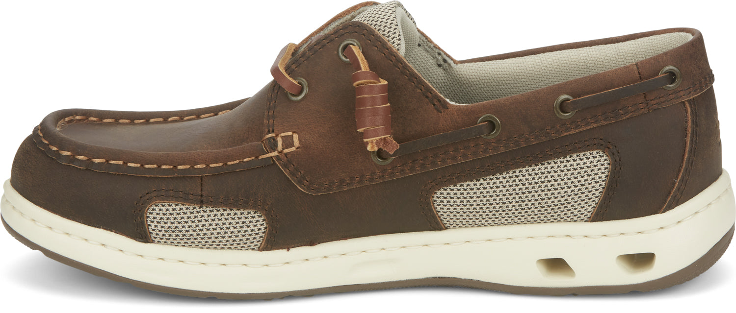 Justin Slip-On Mens Brown Angler Leather Boat Shoes