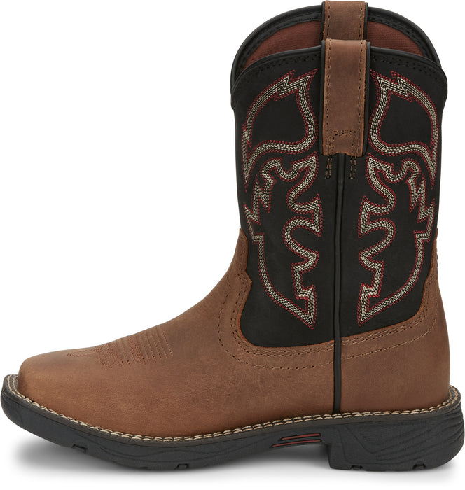 Justin Kids Unisex Black/Brown Rush Junior Leather Cowboy Boots