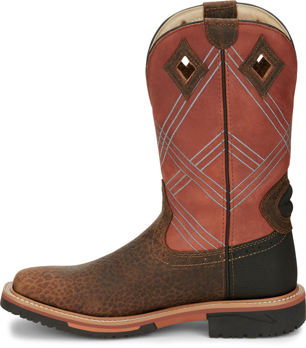 Justin 12in CT Mens Burnt Orange Dalhart Leather Work Boots