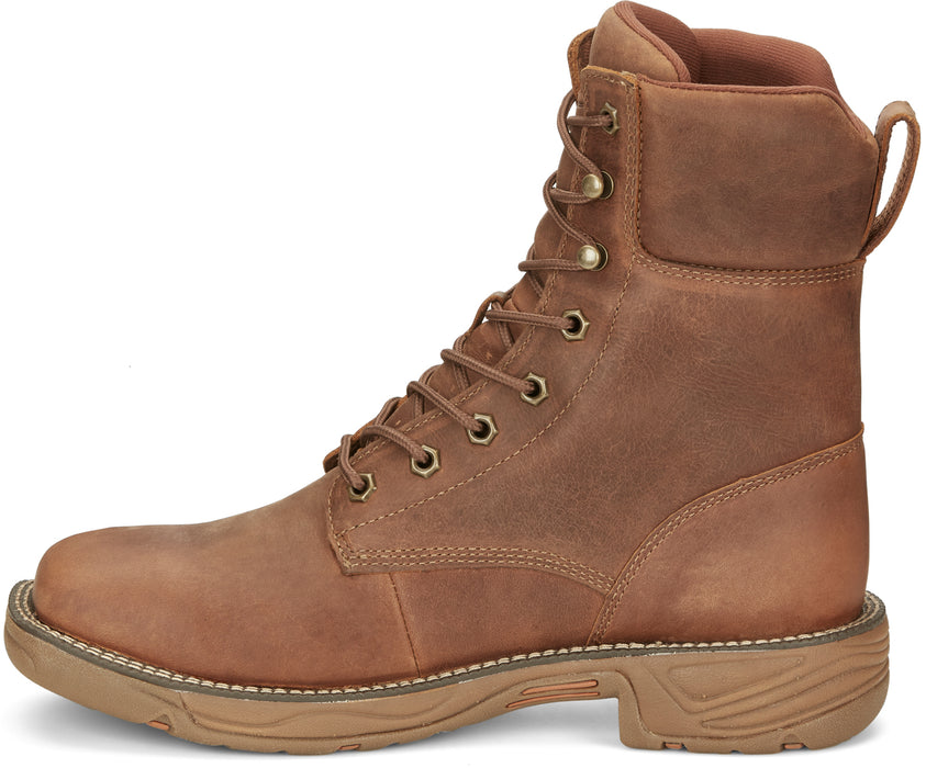 Justin 8in Lacer Mens Barley Brown Rush Leather Work Boots