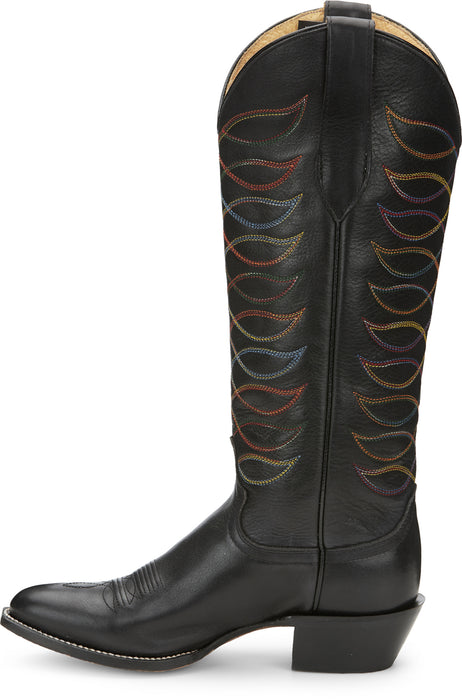 Justin 15in Womens Midnight Black Whitley Leather Cowboy Boots