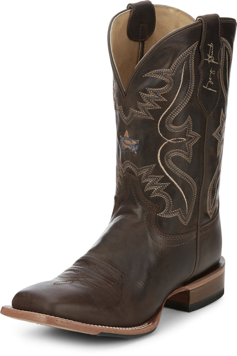 Justin 11in Mens Dark Espresso Dillon Leather Cowboy Boots