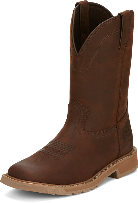 Justin 11in Western Mens Pecan Brown Buster Leather Work Boots