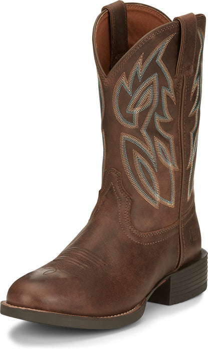 Justin 11in Mens Pecan Rendon Leather Cowboy Boots