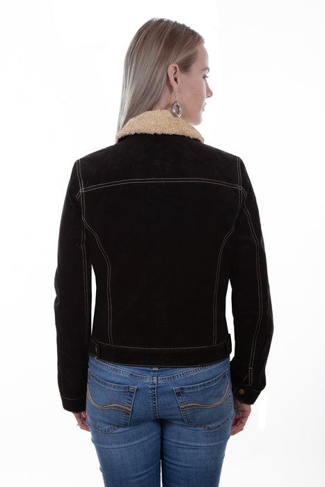 Scully Womens Faux Shearling Jean Black Leather Leather Jacket