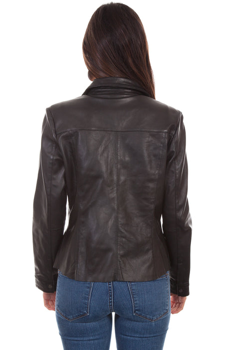 Scully Womens Black Lamb Leather Snap Jacket