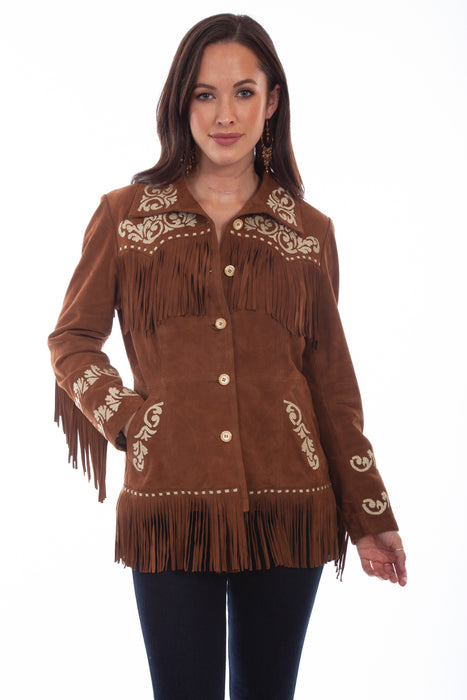 Scully Womens Cinnamon Leather Western Fringe Jacket