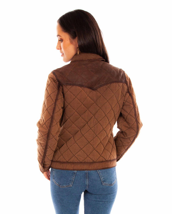 Scully Womens Quilted Snap Chocolate Cotton Cotton Jacket