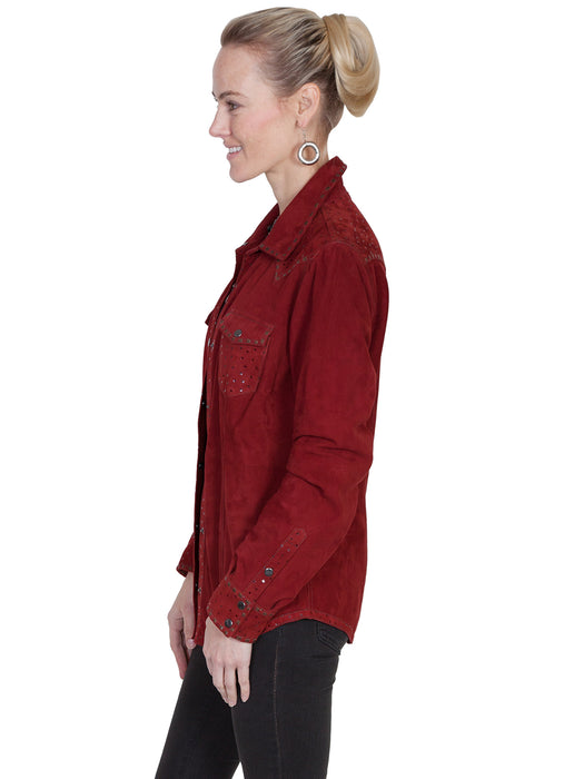 Scully Womens Cranberry Leather Shiny Stars Jacket