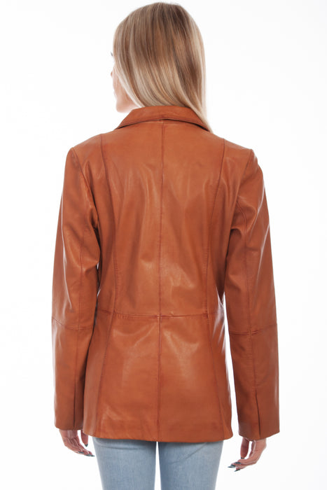 Scully Womens Cognac Lamb Leather Blazer Jacket