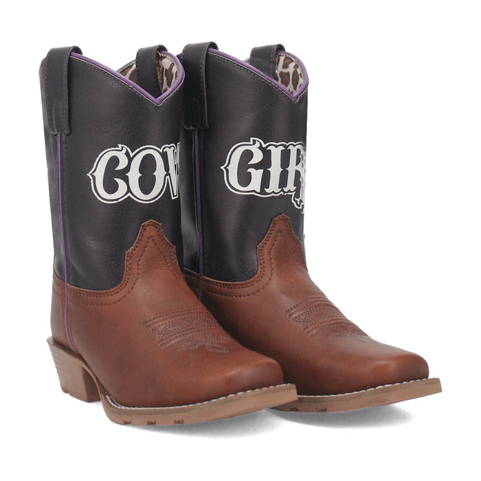 Laredo Youth Girls Little Cowgirl Rust/Purple Faux Leather Cowboy Boots