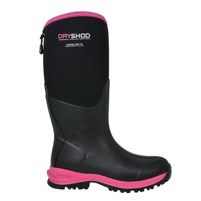 Dryshod Womens Legend MXT Hi Black/Pink Rubber Adventure Work Boots