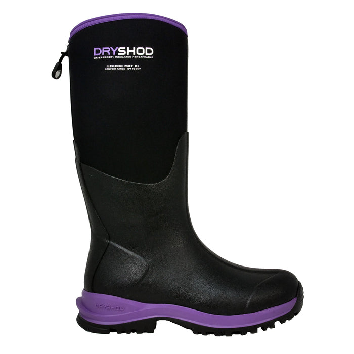 Dryshod Womens Legend MXT Hi Black/Purple Rubber Adventure Work Boots