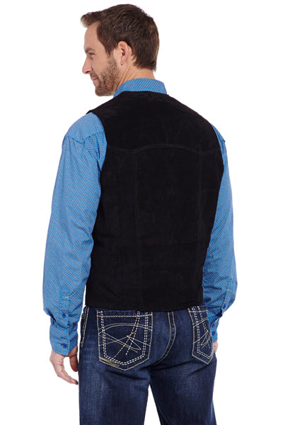 Cripple Creek Mens Black Boar Suede Snap Front Vest Western