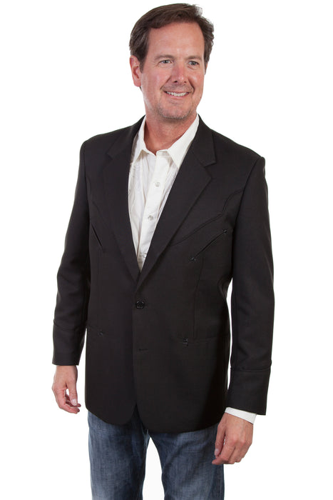 Scully Mens Black Rayon Piping Blazer